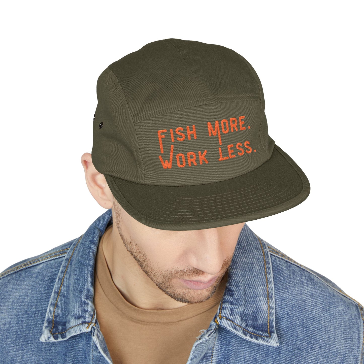 Fish More. Work Less. | Embroidered 5-Panel Cap by The Kurrent Supply