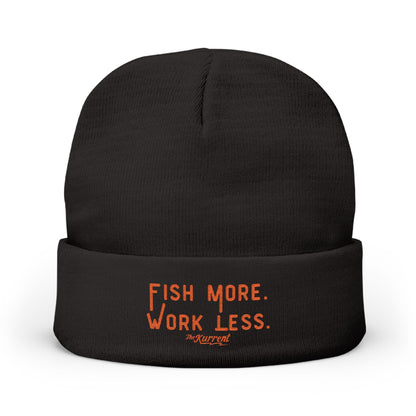 Fish More. Work Less. | Embroidered Knit Beanie by The Kurrent Supply