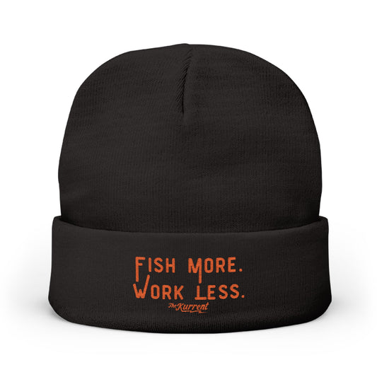 Fish More. Work Less. | Embroidered Knit Beanie by The Kurrent Supply