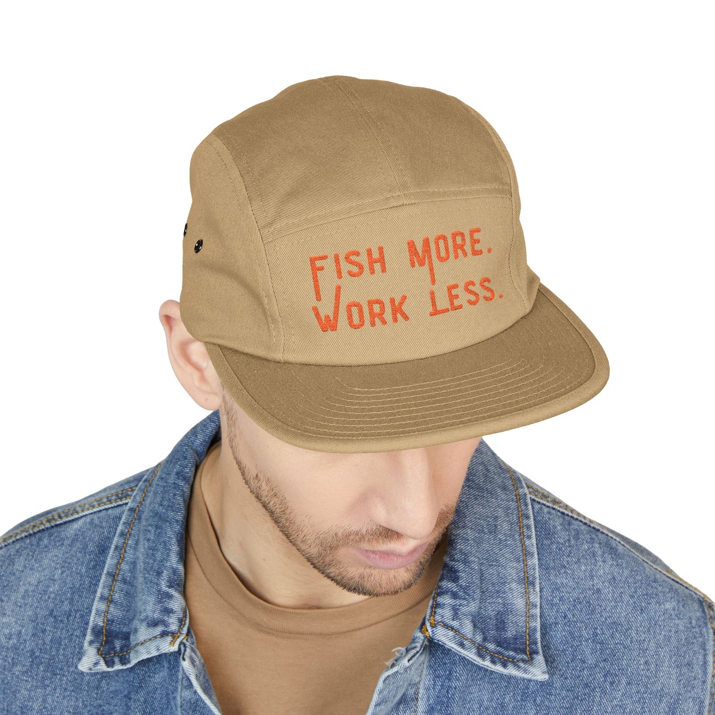 Fish More. Work Less. | Embroidered 5-Panel Cap by The Kurrent Supply