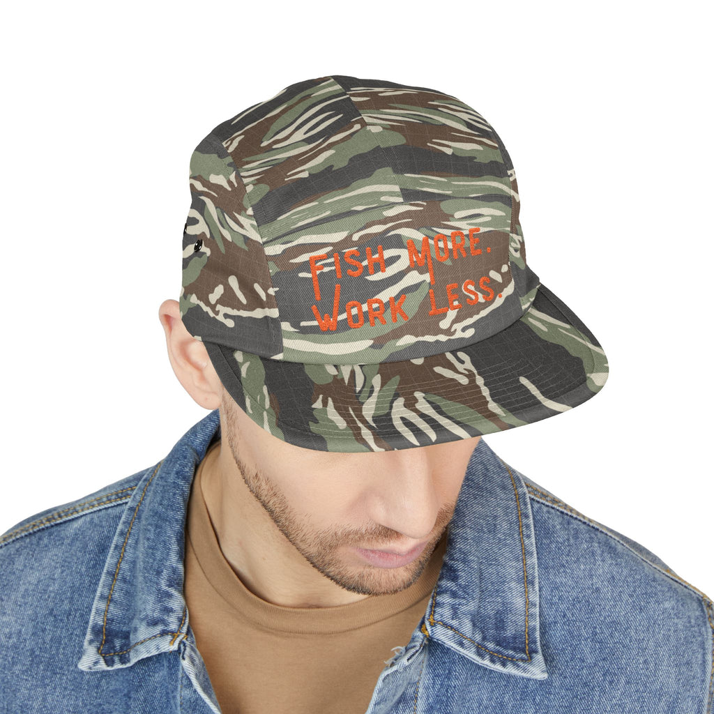 Fish More. Work Less. | Embroidered 5-Panel Cap by The Kurrent Supply