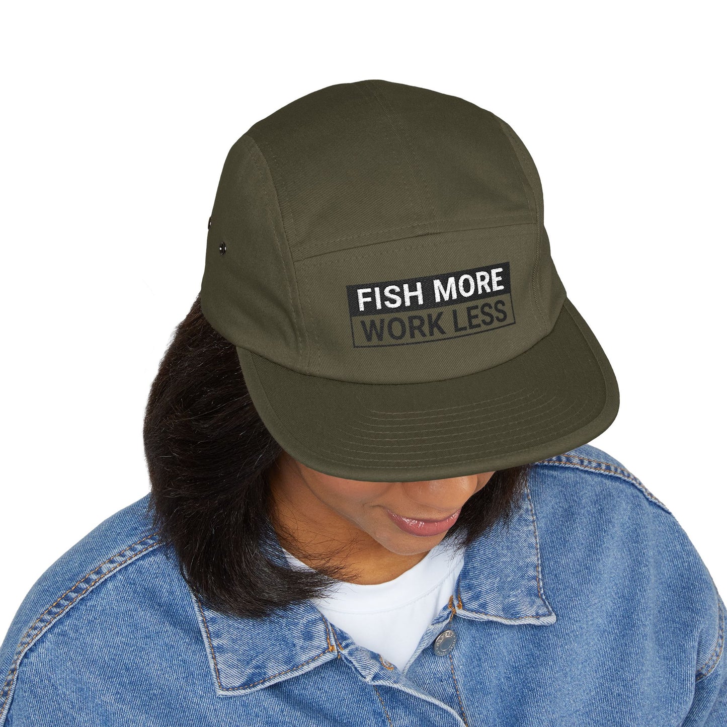 Fish More. Work Less. (Skate Ain't a Crime) | 5-Panel Cap by The Kurrent Supply