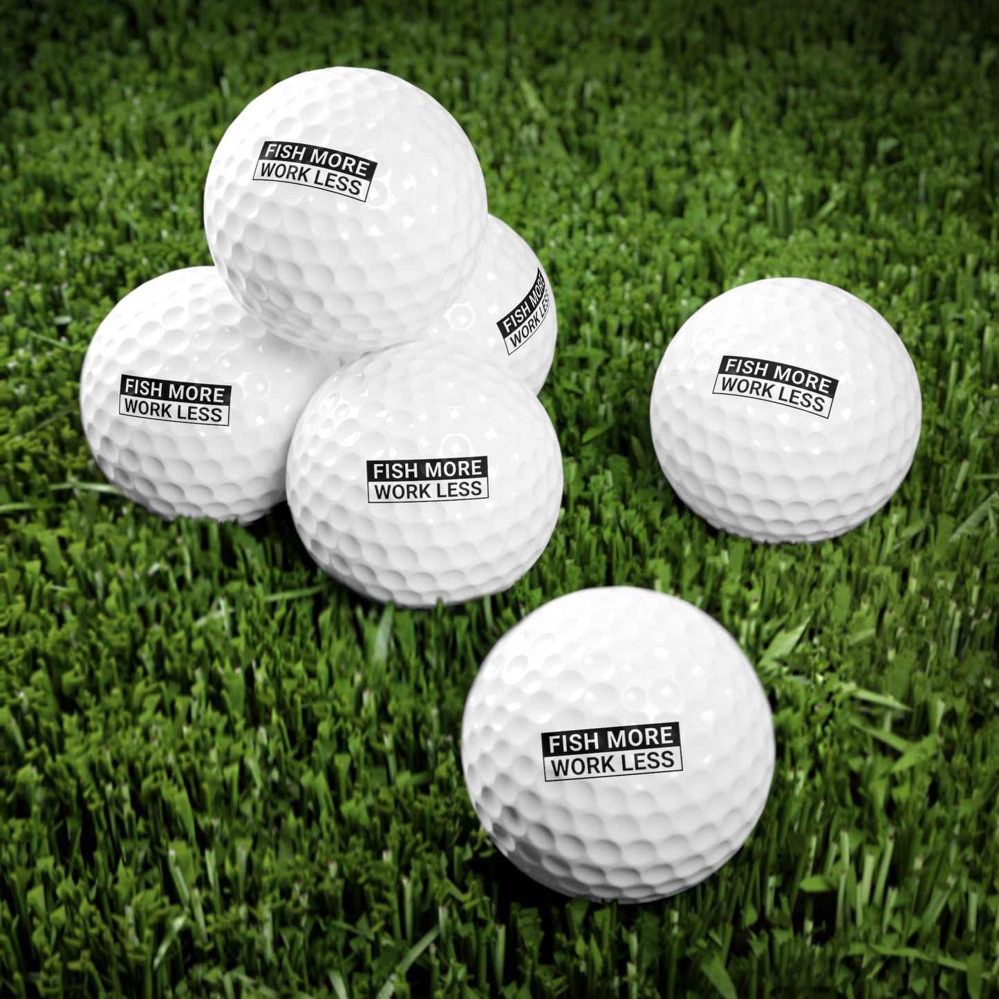 Fish More. Work Less. | Golf Balls (6-Pack) by The Kurrent Supply