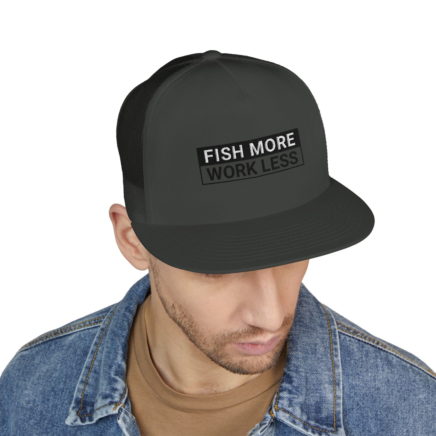 Fish More. Work Less. | 5-Panel Trucker Cap by The Kurrent Supply