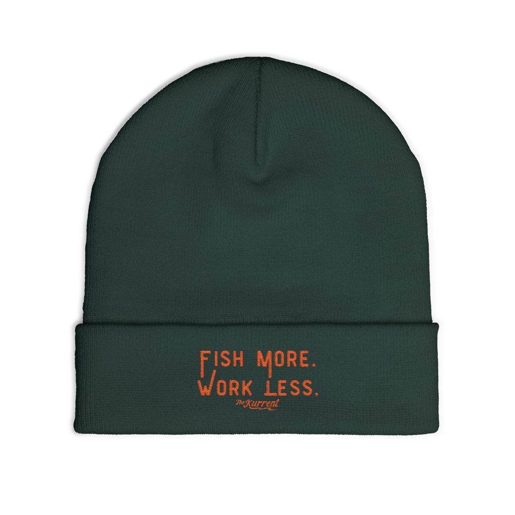 Fish More. Work Less. | Embroidered Knit Beanie by The Kurrent Supply