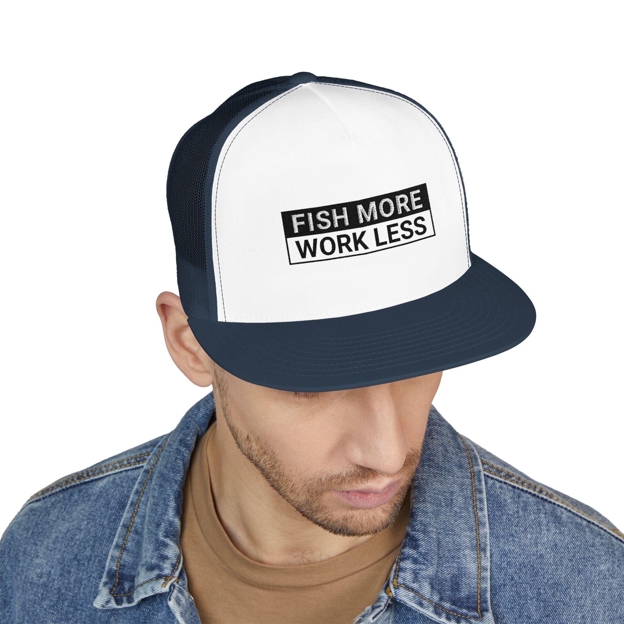 Fish More. Work Less. | 5-Panel Trucker Cap by The Kurrent Supply