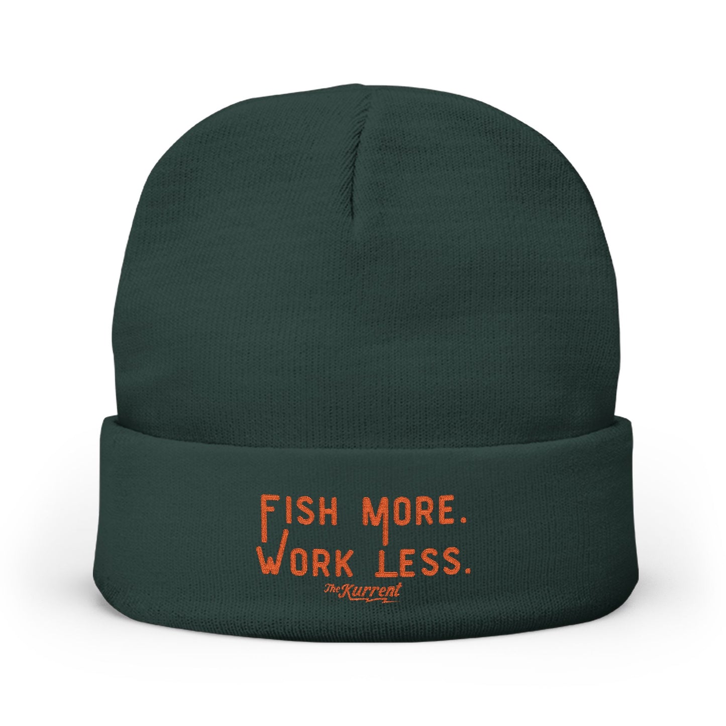 Fish More. Work Less. | Embroidered Knit Beanie by The Kurrent Supply