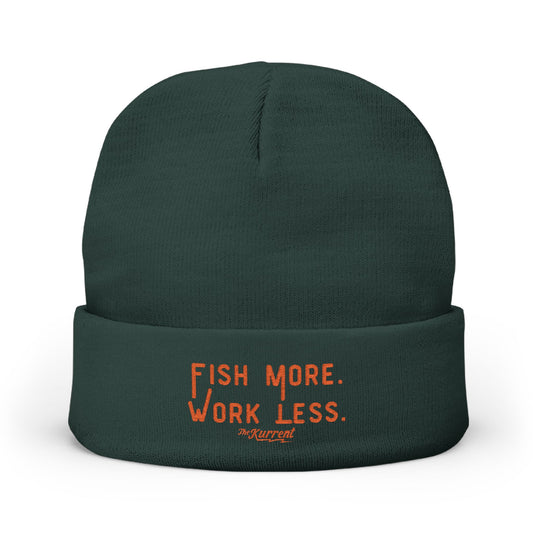 Fish More. Work Less. | Embroidered Knit Beanie by The Kurrent Supply