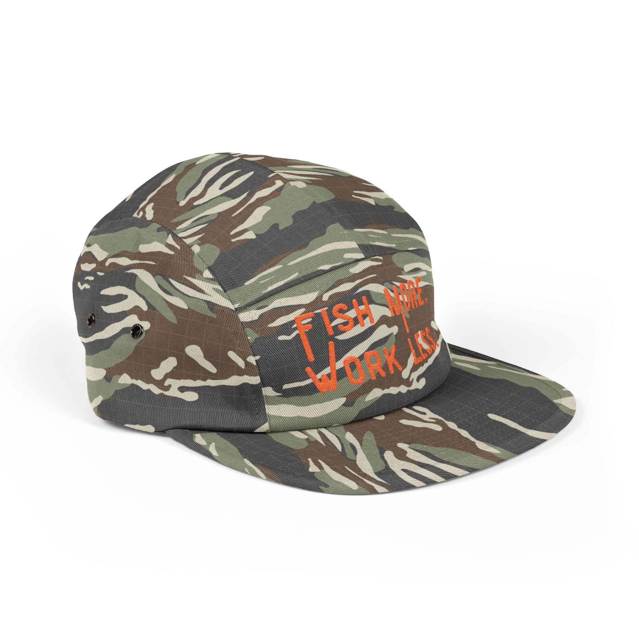 Fish More. Work Less. | Embroidered 5-Panel Cap by The Kurrent Supply