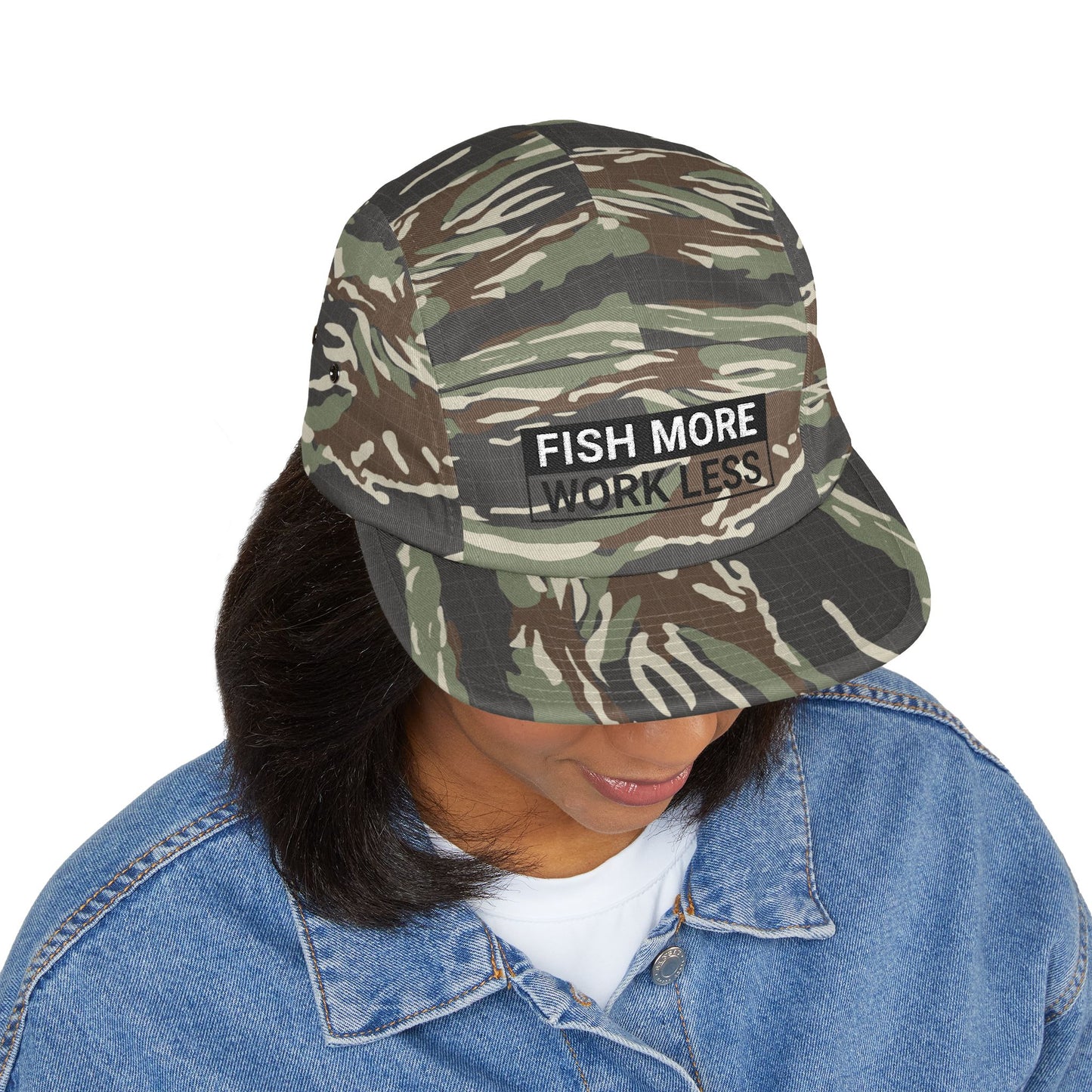 Fish More. Work Less. (Skate Ain't a Crime) | 5-Panel Cap by The Kurrent Supply