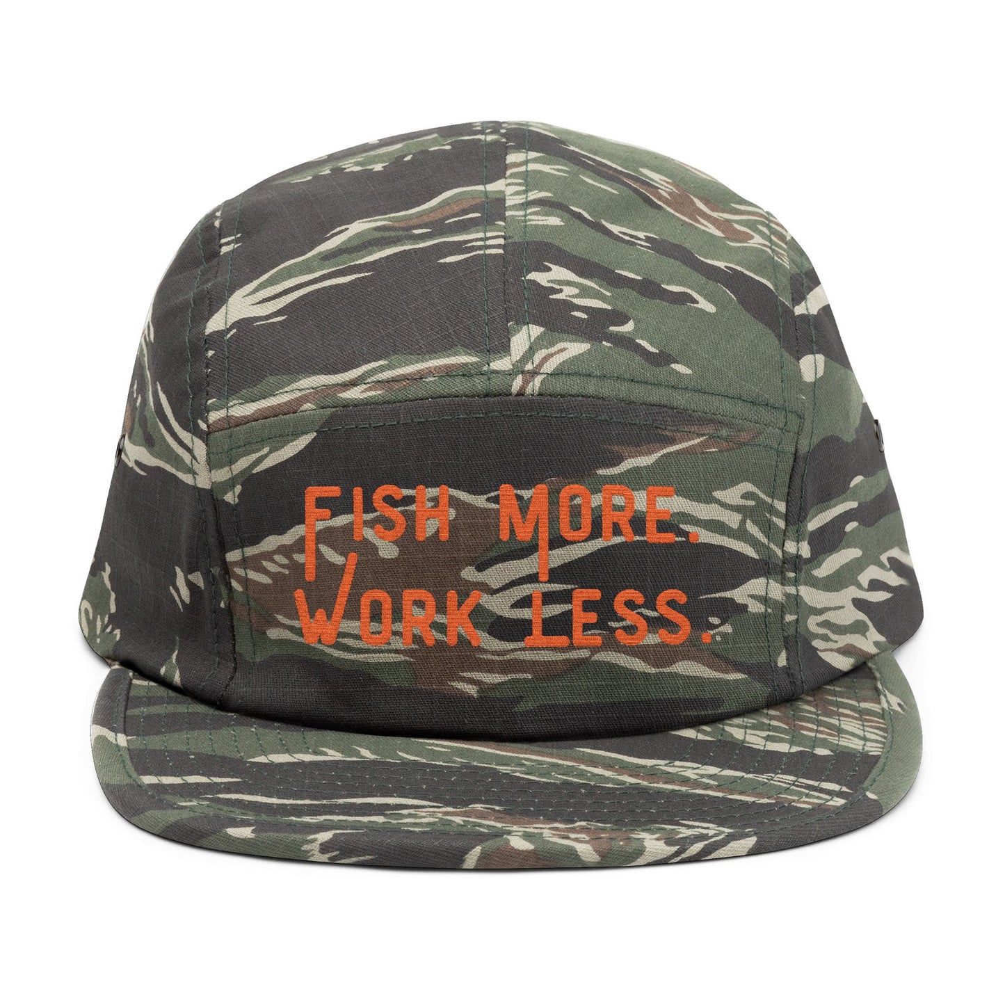 Fish More. Work Less. | Embroidered 5-Panel Cap by The Kurrent Supply