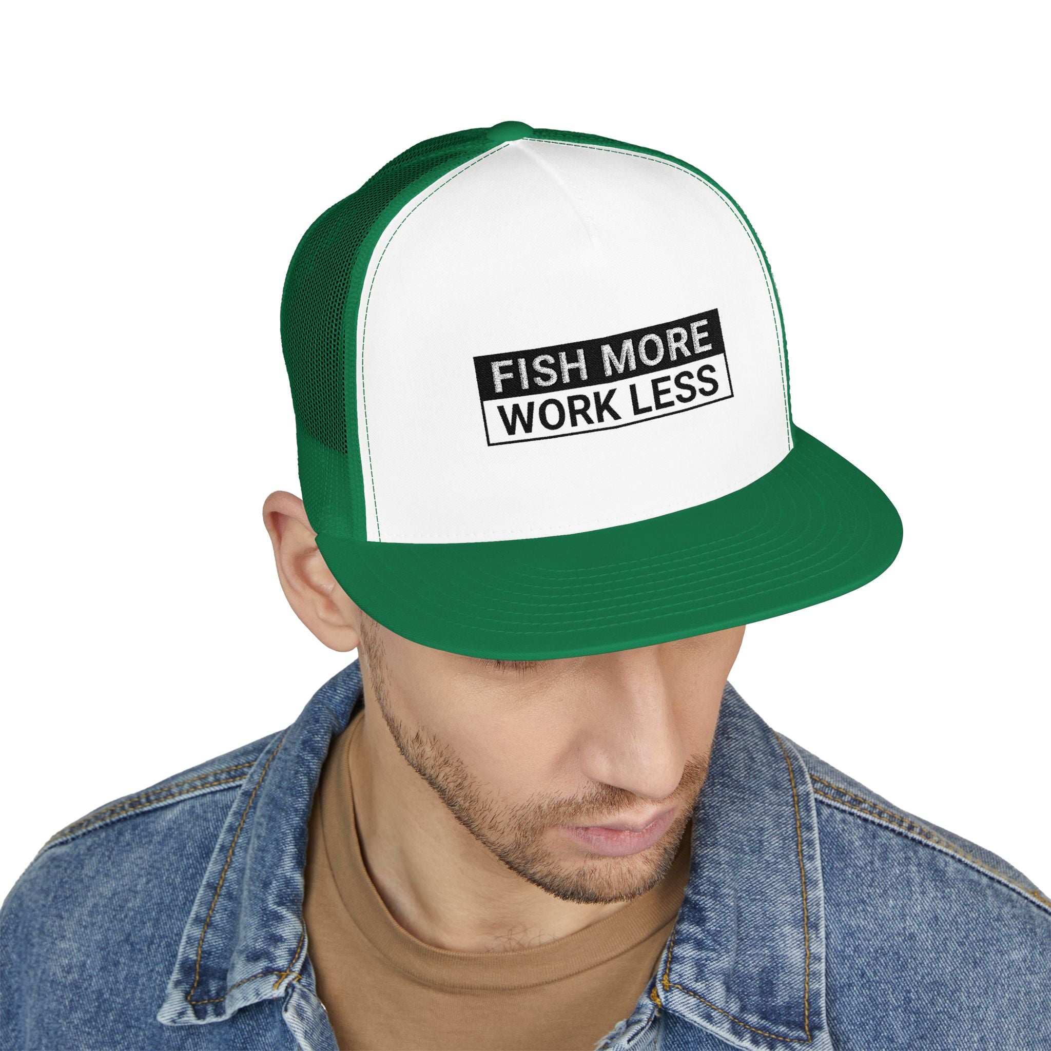 Fish More. Work Less. | 5-Panel Trucker Cap by The Kurrent Supply