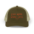 Fish More. Work Less. | Snapback Trucker Hat by The Kurrent Supply