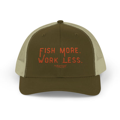Fish More. Work Less. | Snapback Trucker Hat by The Kurrent Supply