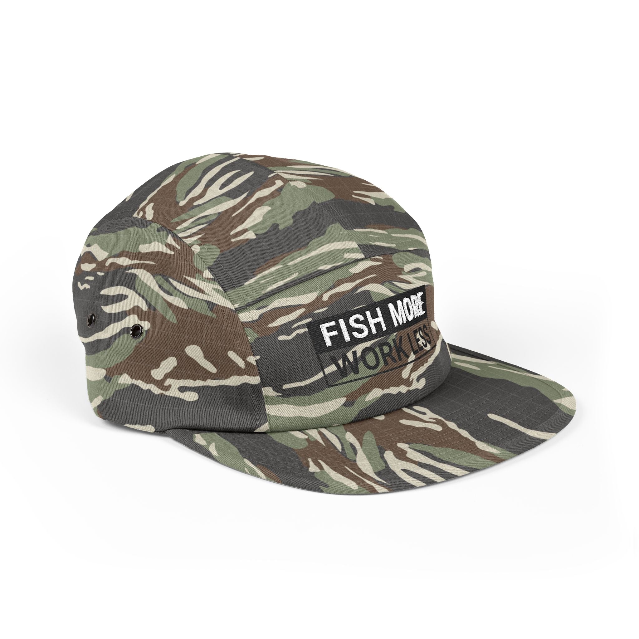Fish More. Work Less. (Skate Ain't a Crime) | 5-Panel Cap by The Kurrent Supply